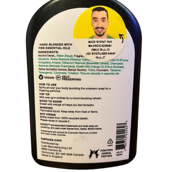 Barbie x Lush Body Spray Limited Edition Cherry Almond 200ml New - Picture 3 of 5